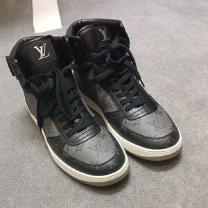 Louis Vuitton Men's Black/Grey Monogram Canvas Rivoli High-Top Sneakers